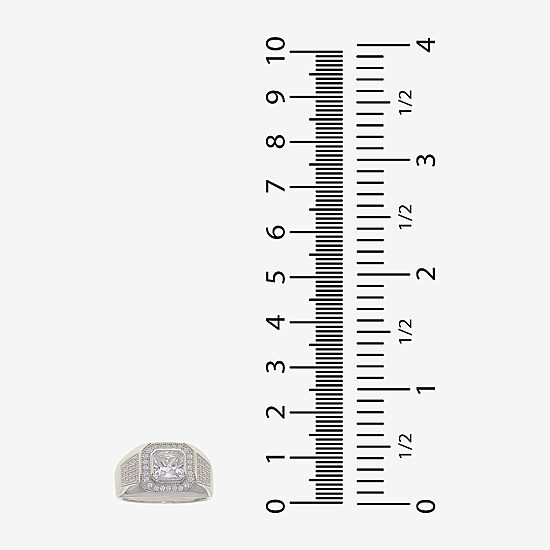 Mens Cubic Zirconia Sterling Silver Square Fashion Ring