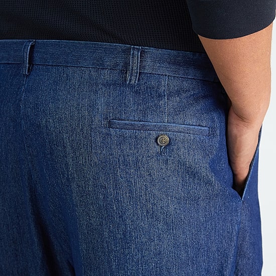 Haggar Stretch Denim Mens Classic Fit Big and Tall Pleated Pant