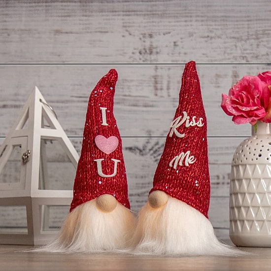 Northlight 11.5in Lighted Red Knit 'Kiss Me' Hat Christmas Gnome