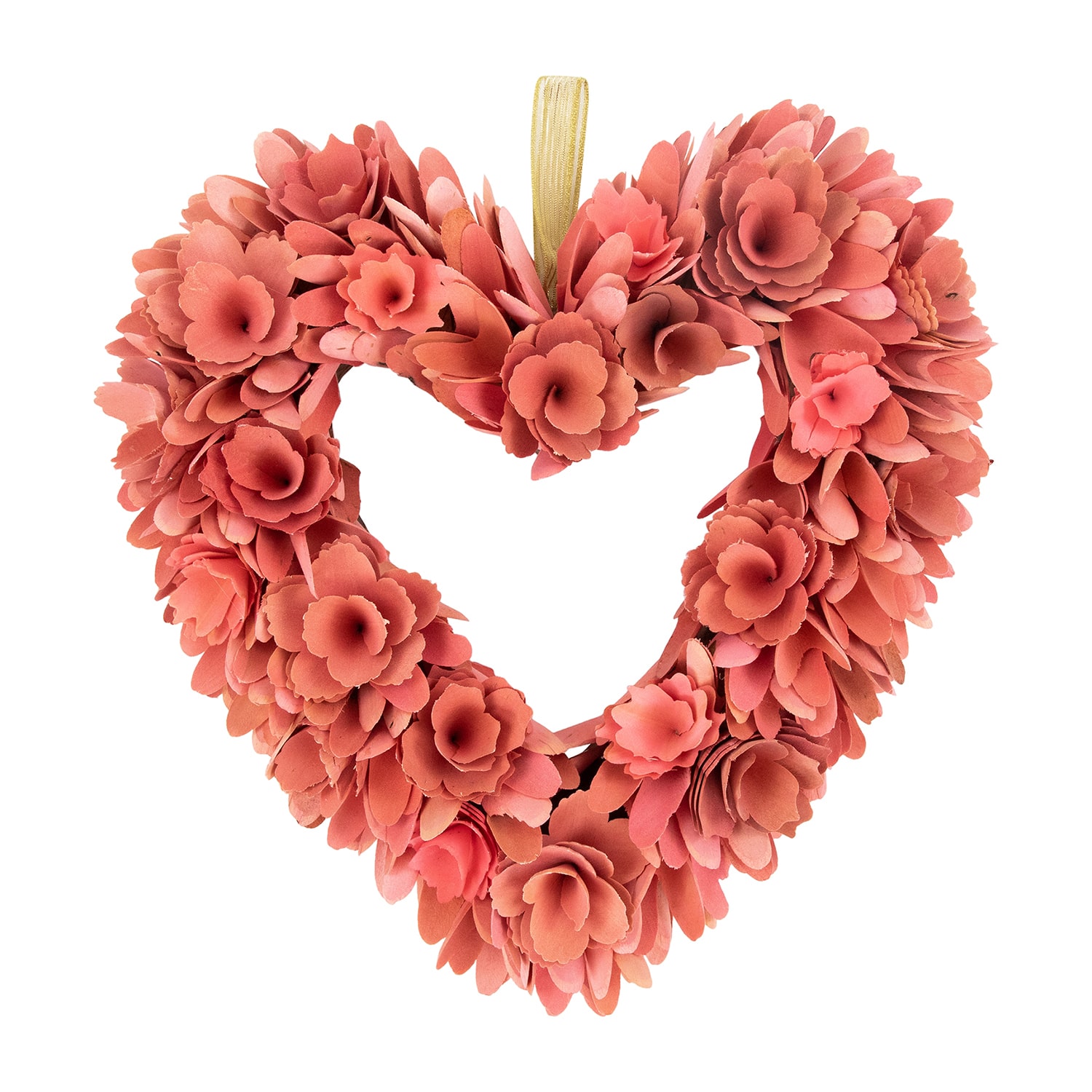 Northlight 14in Salmon Pink Valentine'S Day Wooden Floral Heart Wreath