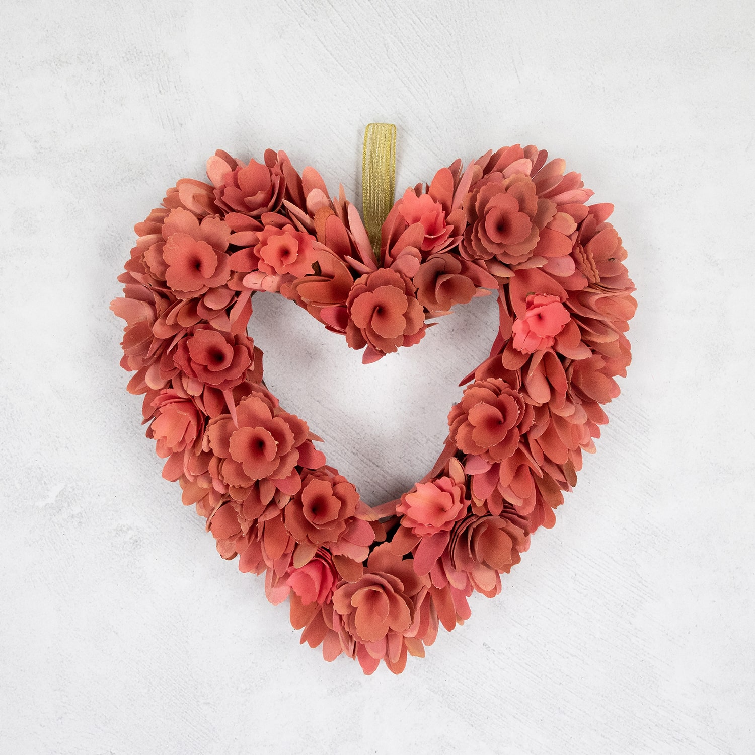 Northlight 14in Salmon Pink Valentine'S Day Wooden Floral Heart Wreath