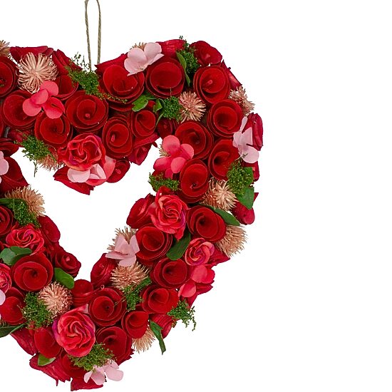 Northlight 10n Red Wooden Rose Floral Heart Shaped Artificial Valentine'S Day Wreath