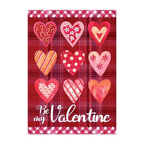 Northlight 28in X 40in Plaid And Heart Outdoor House Flag Valentines Day Yard Art