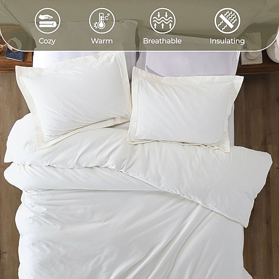 SUPERIOR® Solid Cotton Heavyweight Warm Reversible Duvet Cover