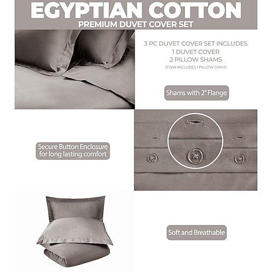 SUPERIOR® Egyptian Cotton400tc Durable Soft Reversible Duvet Cover