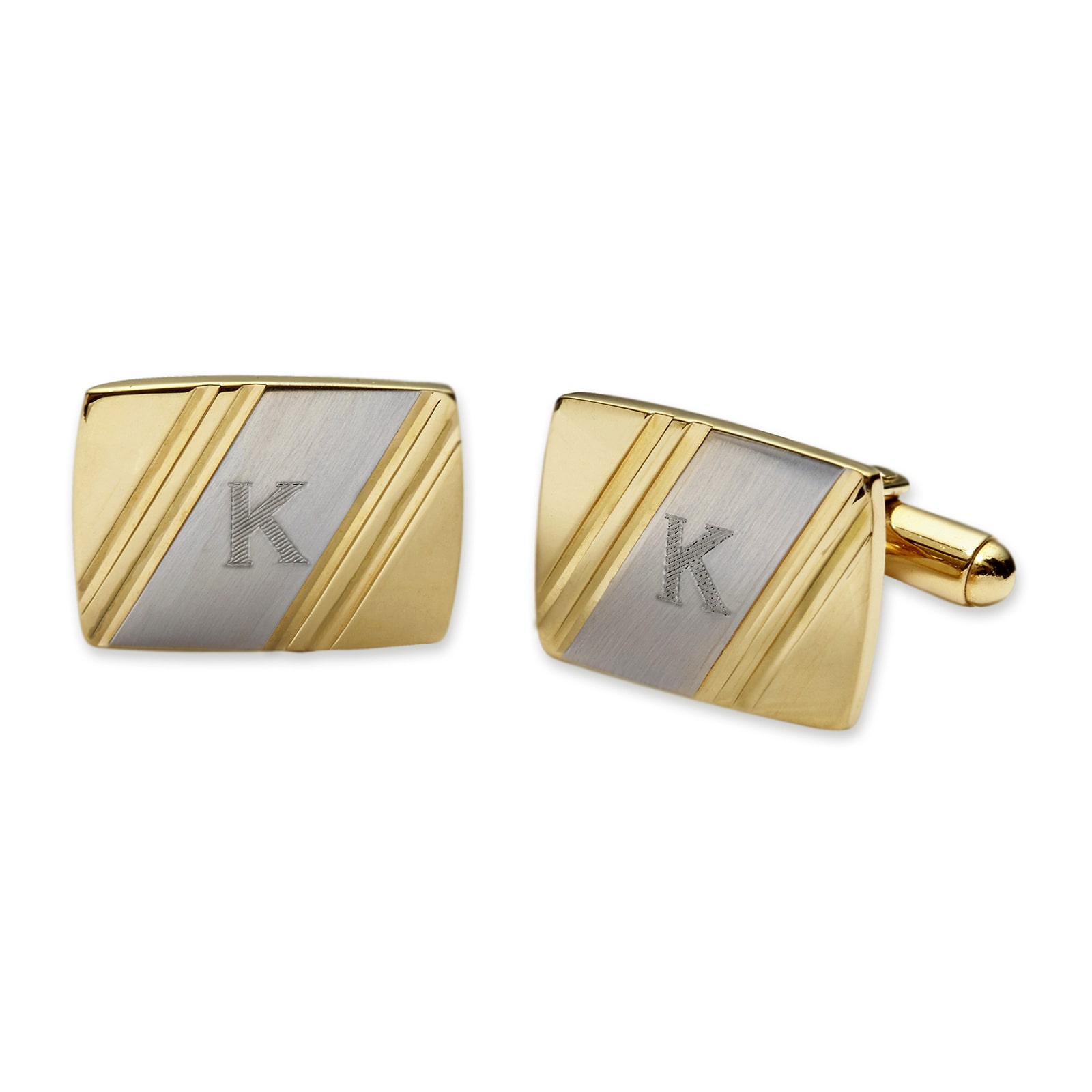 Personalized Two-Tone Facet-Cut Cuff Links