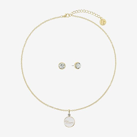 Liz Claiborne Mom Pendant Necklace And Stud Earring Womens 2-pc. Jewelry Set