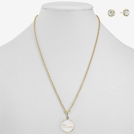 Liz Claiborne Mom Pendant Necklace And Stud Earring Womens 2-pc. Jewelry Set