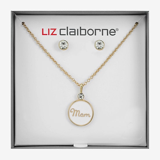 Liz Claiborne Mom Pendant Necklace And Stud Earring Womens 2-pc. Jewelry Set