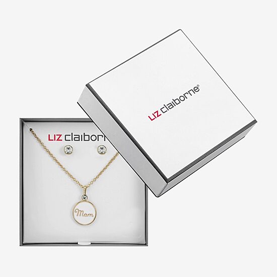 Liz Claiborne Mom Pendant Necklace And Stud Earring Womens 2-pc. Jewelry Set