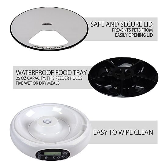 Lentek Programmable Five Meal Pet Dish with Voice Message