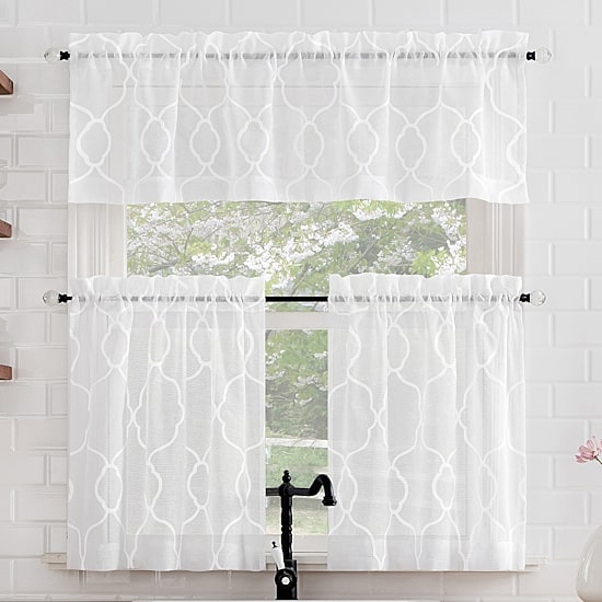 No 918 Allerton Embroidered Trellis 2-pc. Rod Pocket Window Tier
