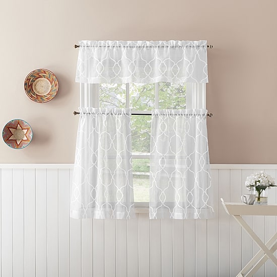 No 918 Allerton Embroidered Trellis 2-pc. Rod Pocket Window Tier