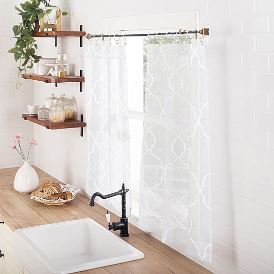 No 918 Allerton Embroidered Trellis 2-pc. Rod Pocket Window Tier