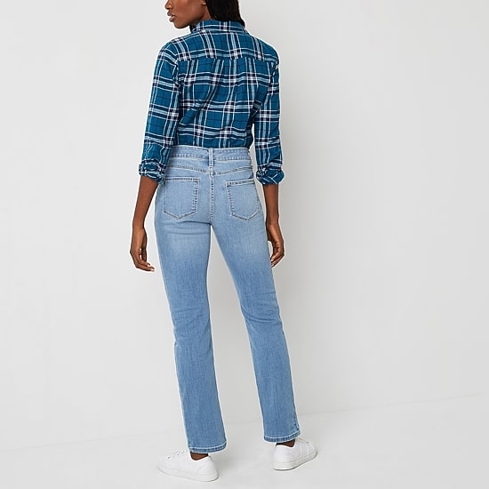 St. John's Bay Womens Tall Mid Rise Stretch Fabric Straight Leg Jean