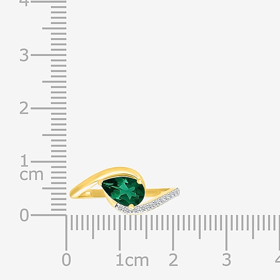 Womens Lab Created Green Emerald 14K Gold Over Silver Bypass  Cocktail Ring