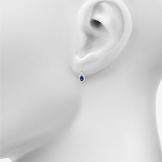 Womens Lab Created Blue Sapphire Sterling Silver Pear Drop Earrings