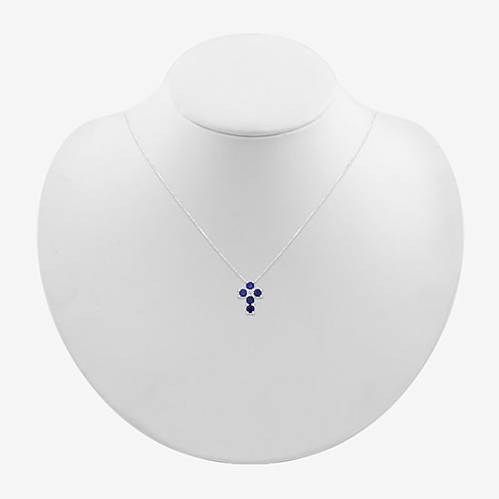 Womens Lab Created Blue Sapphire Sterling Silver Round 18 Inch Pendant Necklace