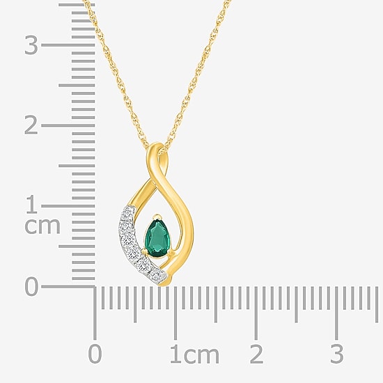 Womens Lab Created Green Emerald 14K Gold Over Silver Pear 18 Inch Pendant Necklace