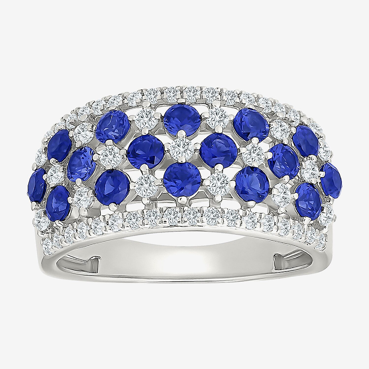 Womens 11M Lab Created Blue Sapphire Sterling Silver Band