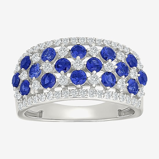 Womens 11M Lab Created Blue Sapphire Sterling Silver Band
