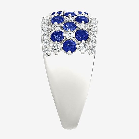 Womens 11M Lab Created Blue Sapphire Sterling Silver Band
