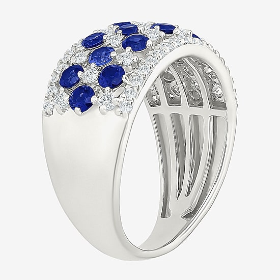 Womens 11M Lab Created Blue Sapphire Sterling Silver Band