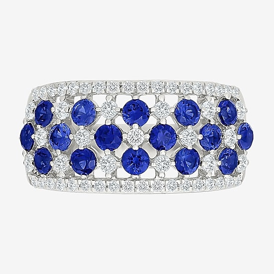 Womens 11M Lab Created Blue Sapphire Sterling Silver Band