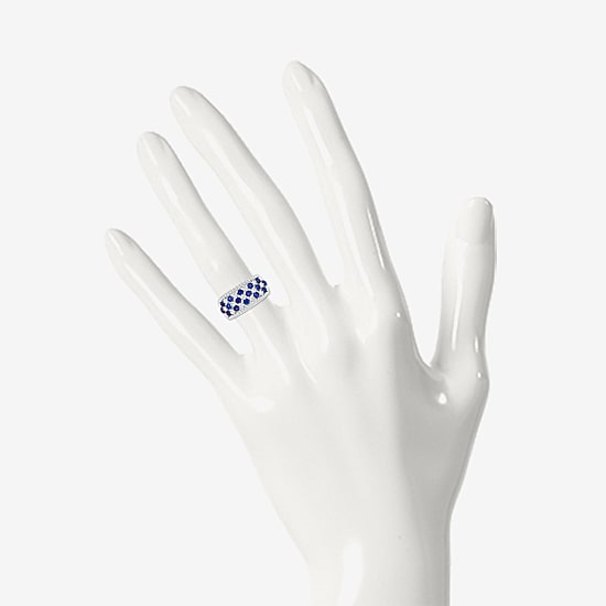 Womens 11M Lab Created Blue Sapphire Sterling Silver Band