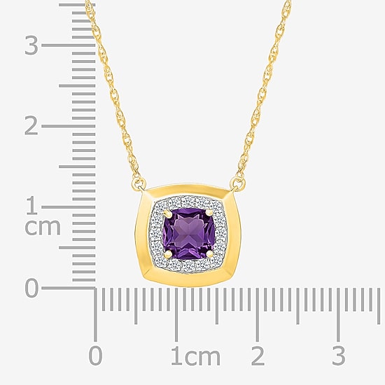 Womens Purple Amethyst Sterling Silver 17 1/2 Inch Locket Necklace