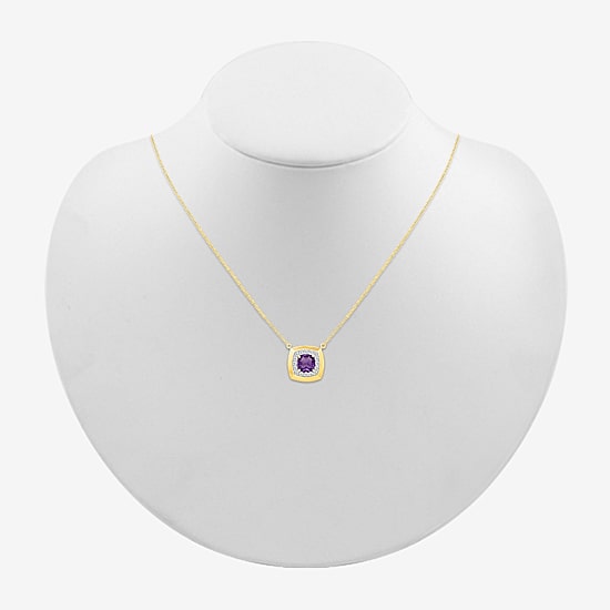 Womens Purple Amethyst Sterling Silver 17 1/2 Inch Locket Necklace