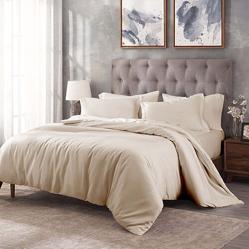 SUPERIOR Egyptian Cotton400tc Durable Soft Reversible Duvet Cover, One Size, White