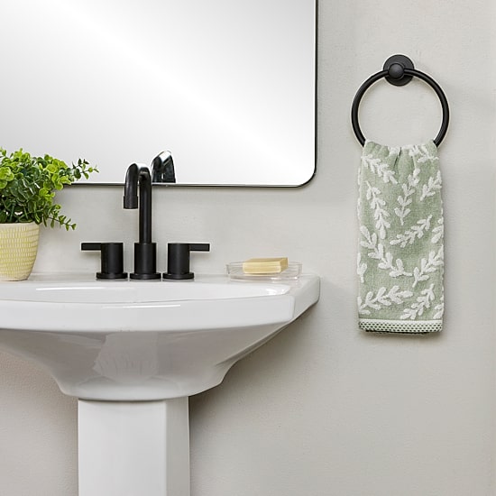 Saturday Knight Leaf Sprig 2-pc. Embellished Floral Hand Towel