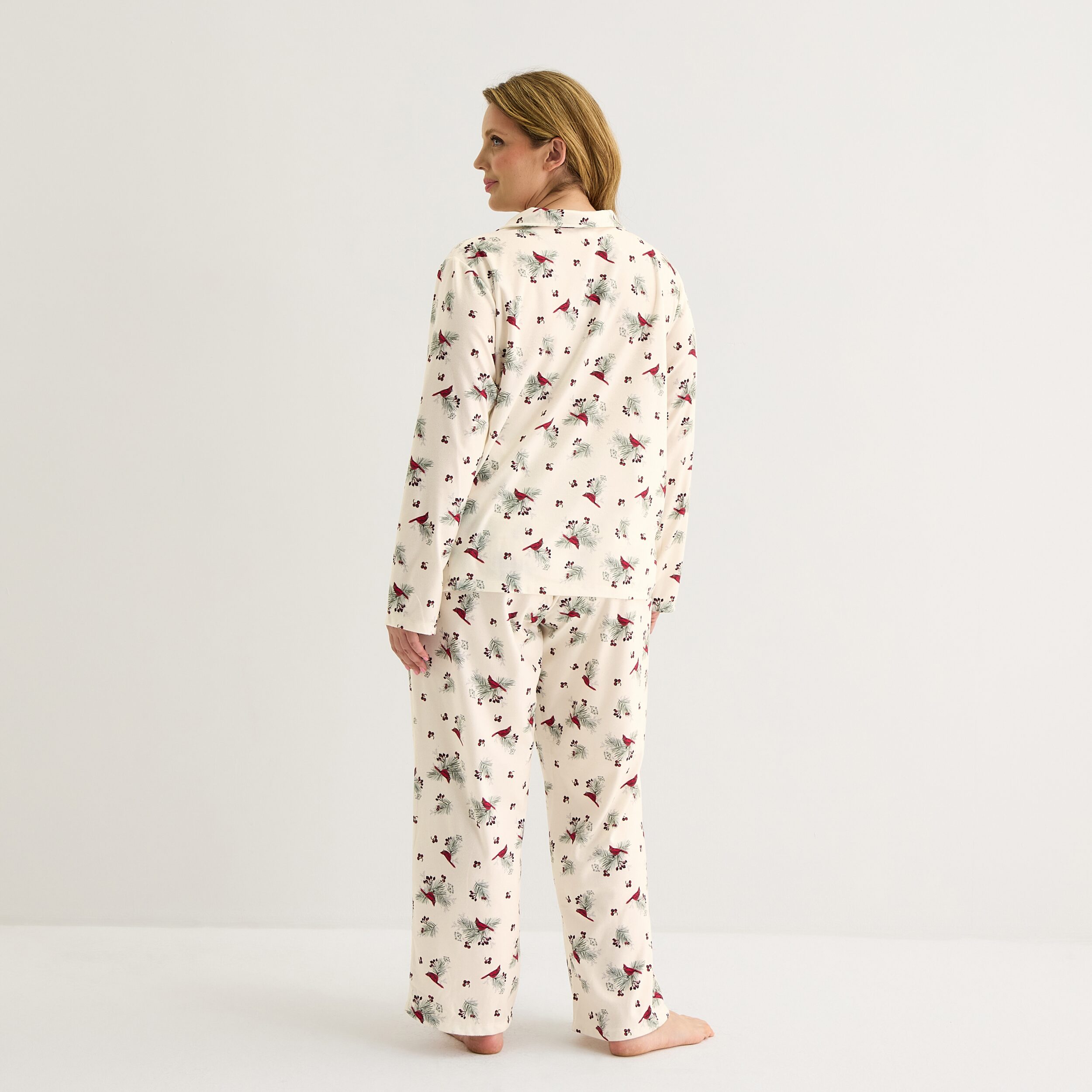 Adonna Womens Fleece Long Sleeve 2-pc. Pajama Set