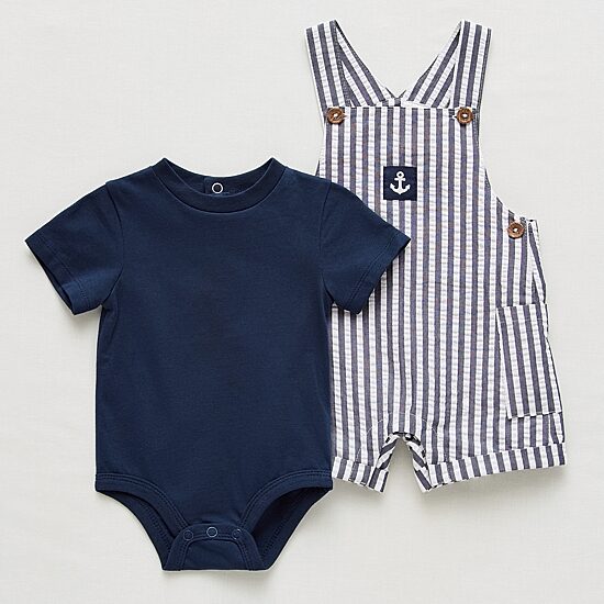 Little Lad Baby Boys 2-pc. Shortall Set