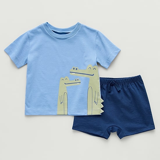 Okie Dokie Baby Boys Jersey 2-pc. Short Set