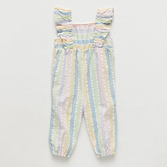 Okie Dokie Seersucker Baby Girls Square Neck Sleeveless Jumpsuit