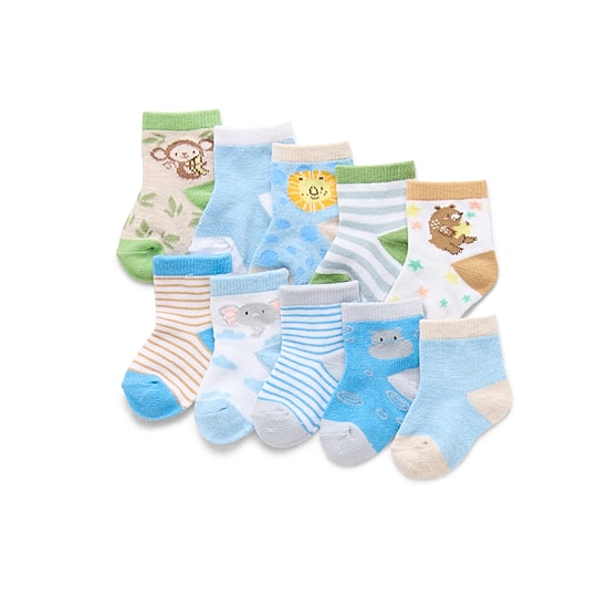 So Adorable Animal Baby Boys 10 Pair Low Cut Socks