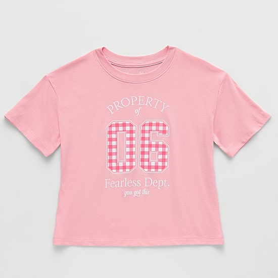 Xersion Little & Big Kid Girls Crew Neck Short Sleeve Relaxed Fit Graphic T-Shirt