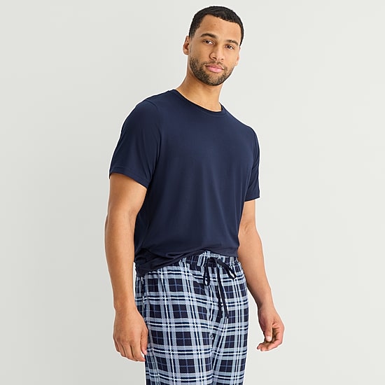 RESTWELL Mens Crew Neck Short Sleeve 2-pc. Pajama Set