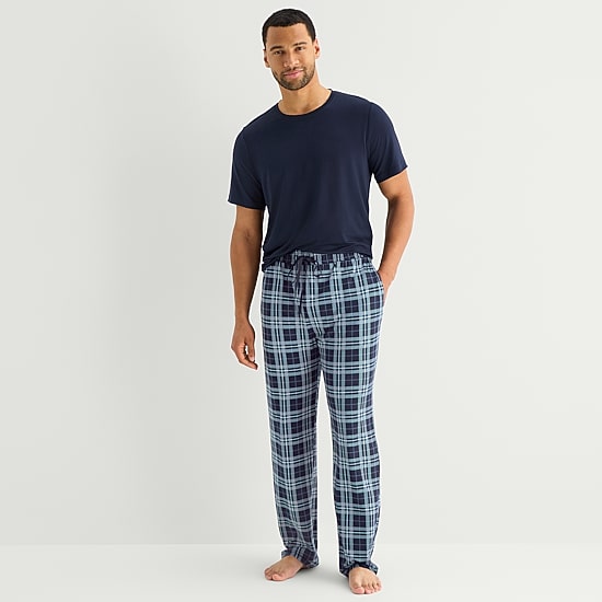 RESTWELL Mens Crew Neck Short Sleeve 2-pc. Pajama Set