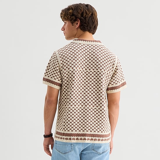 Arizona Mens Short Sleeve Button Polo Sweater