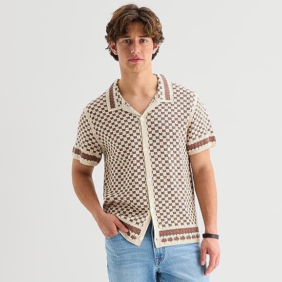 Arizona Mens Short Sleeve Button Polo Sweater