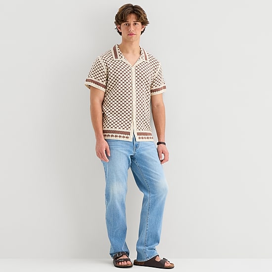 Arizona Mens Short Sleeve Button Polo Sweater