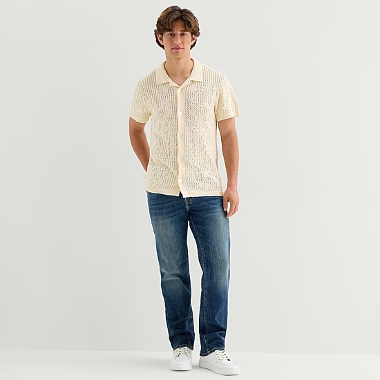 Arizona Mens Short Sleeve Button Polo Sweater