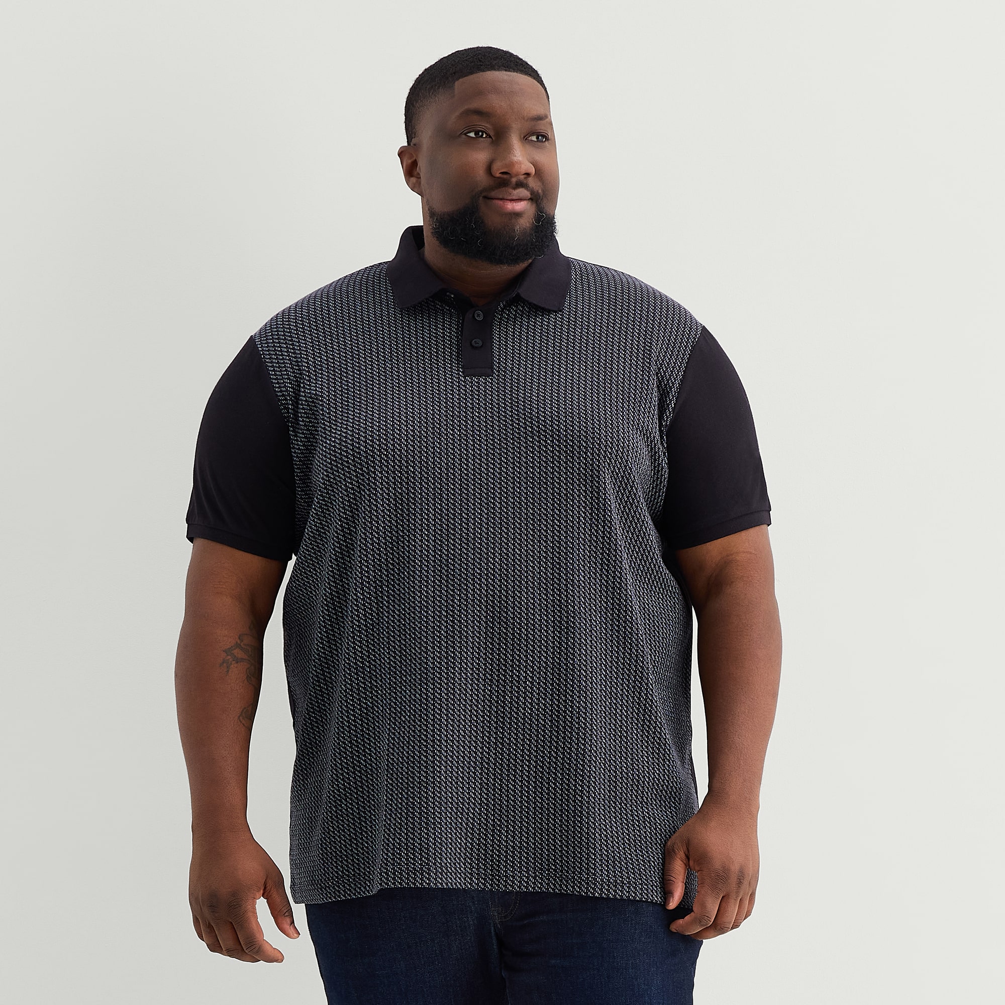 Shaquille O'Neal XLG™ Jacquard Big and Tall Mens Regular Fit Short Sleeve Polo Shirt