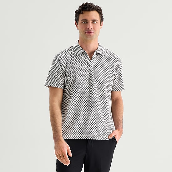 J. Ferrar Johnny Collar Mens Regular Fit Long Sleeve Polo Shirt