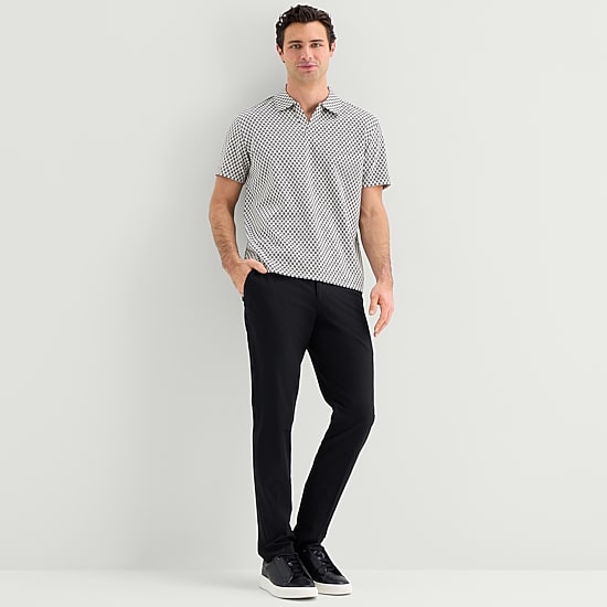J. Ferrar Johnny Collar Mens Regular Fit Long Sleeve Polo Shirt