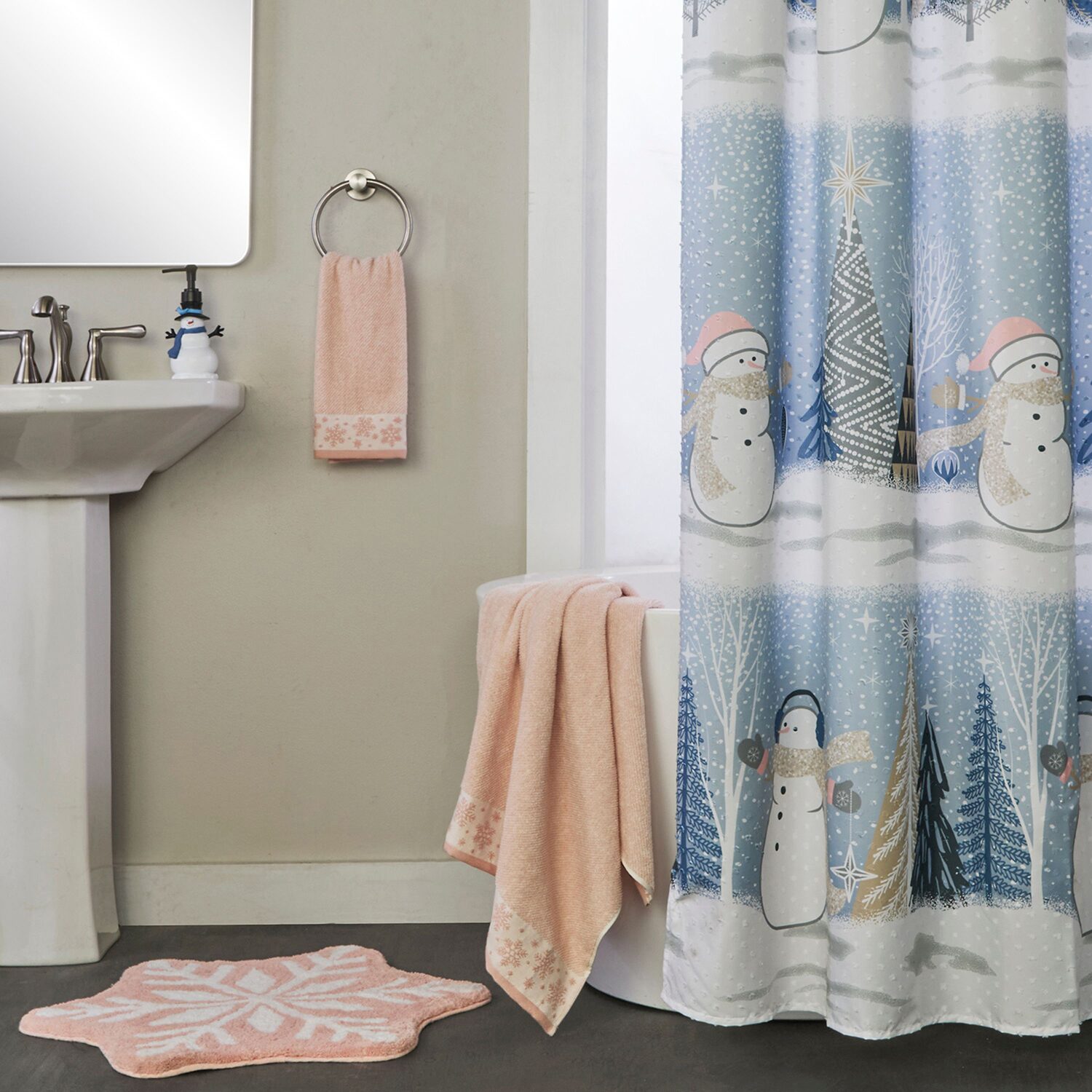 Saturday Knight Heather Snowflake Embellished Holiday Bath Towel