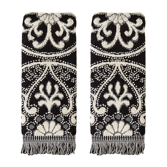 Saturday Knight Amherst Medallion 2-pc. Embellished Damask + Scroll Hand Towel